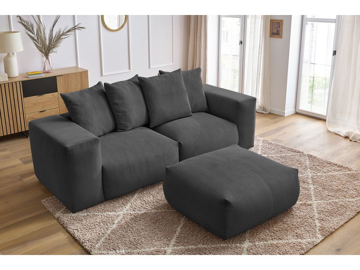 Canapé d'angle fixe EVEREST tissu chiné - Orange - Angle droit - 10 coussins