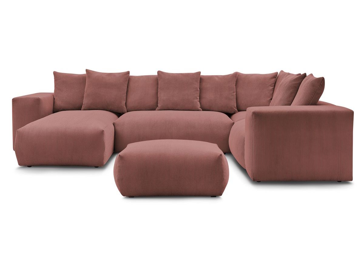 Canapé panoramique fixe modulable VOLTAIRE avec 1 méridienne, 1 angle, 2 chauffeuses et 1 pouf