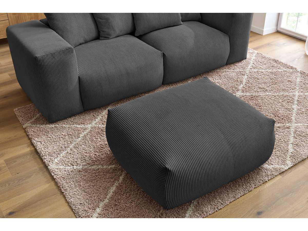 Canapé d'angle fixe EVEREST tissu chiné - Orange - Angle droit - 10 coussins