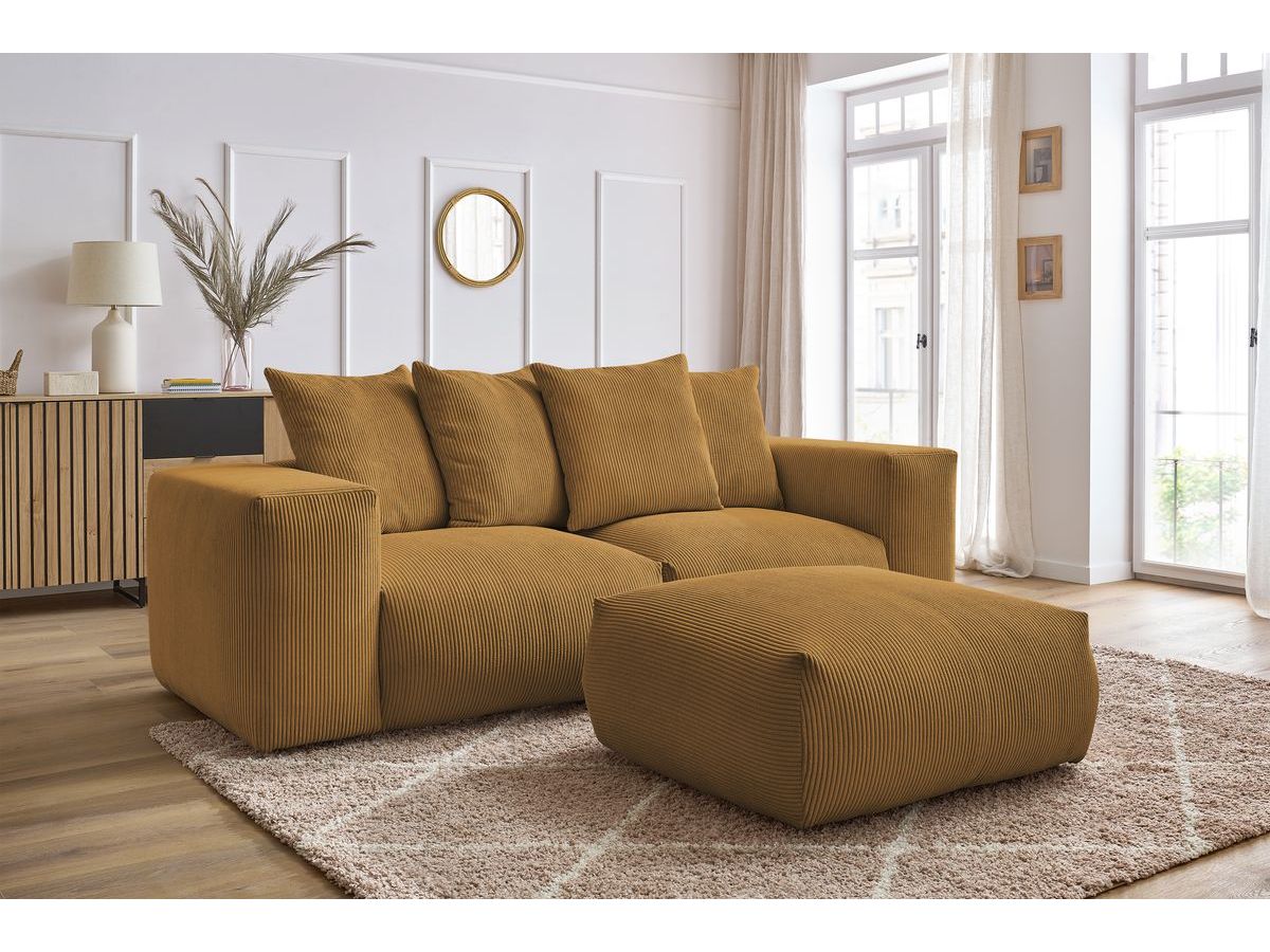 Canapé droit modulable VOLTAIRE avec pouf jaune — vue 5