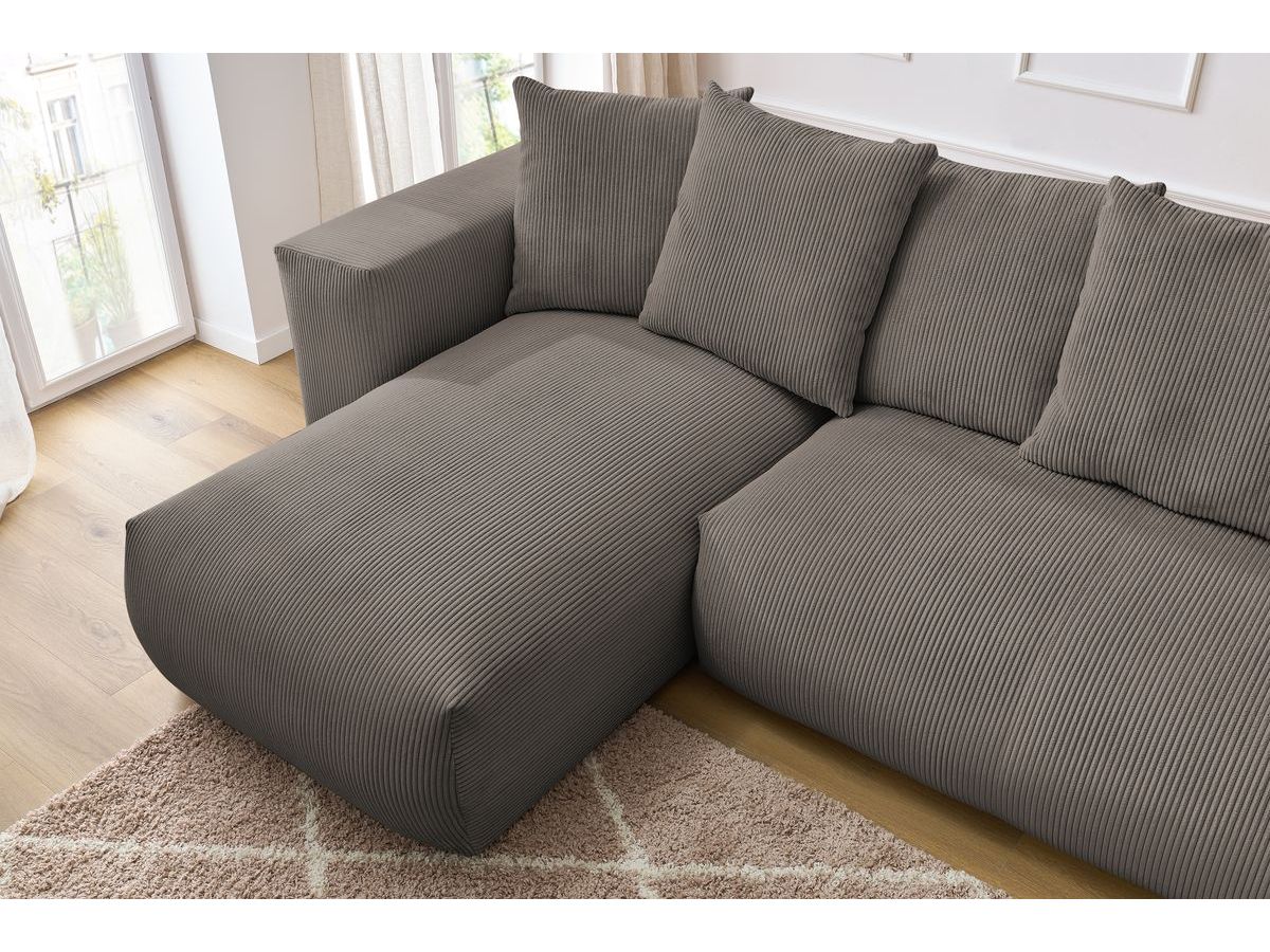 Canapé panoramique fixe modulable VOLTAIRE avec 1 méridienne, 1 angle, 2 chauffeuses et 1 pouf