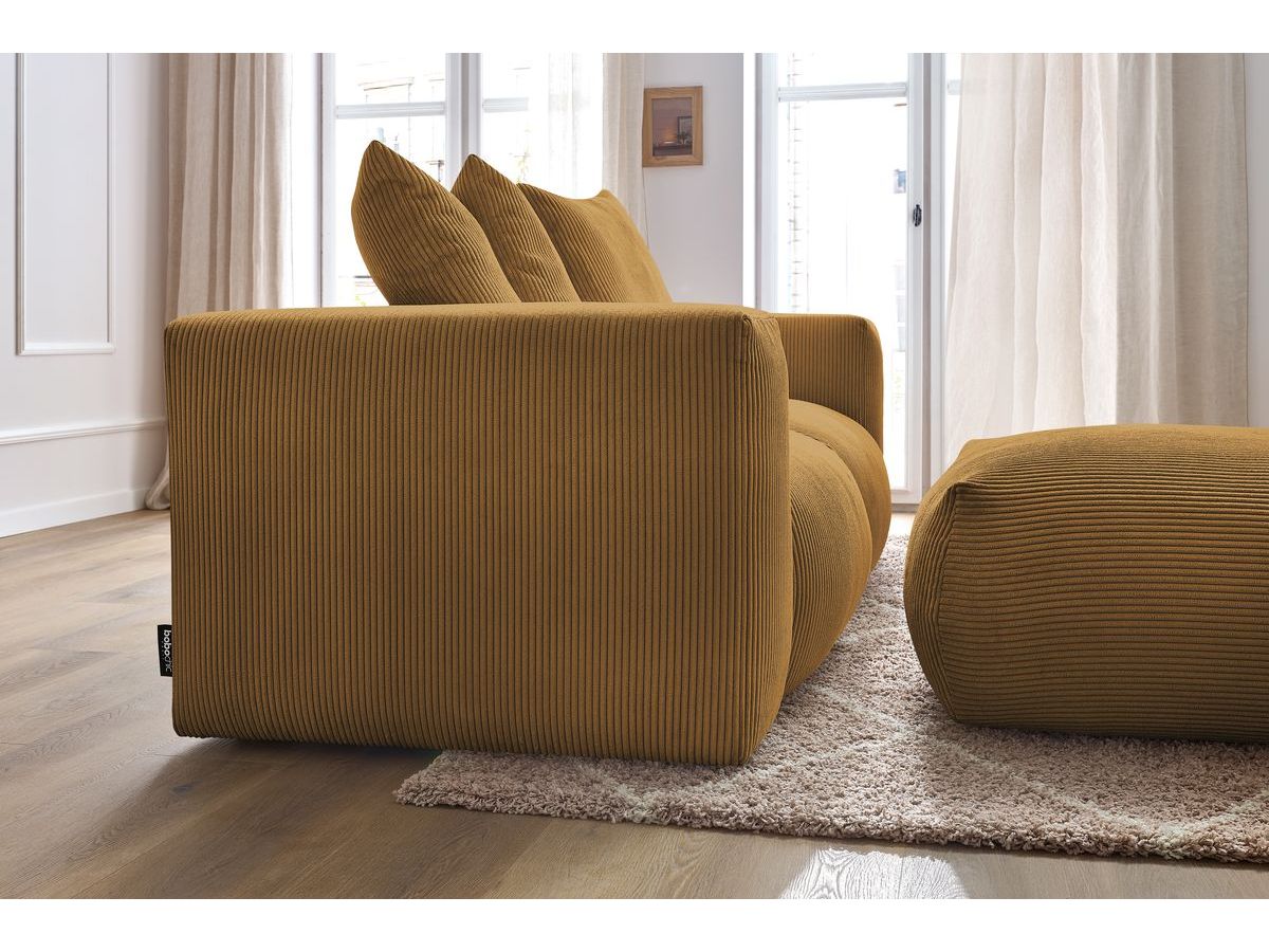 Canapé d'angle fixe EVEREST tissu chiné - Orange - Angle droit - 10 coussins