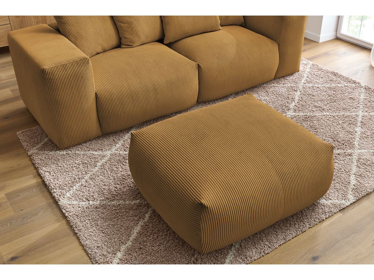 Canapé d'angle fixe EVEREST tissu chiné - Orange - Angle droit - 10 coussins