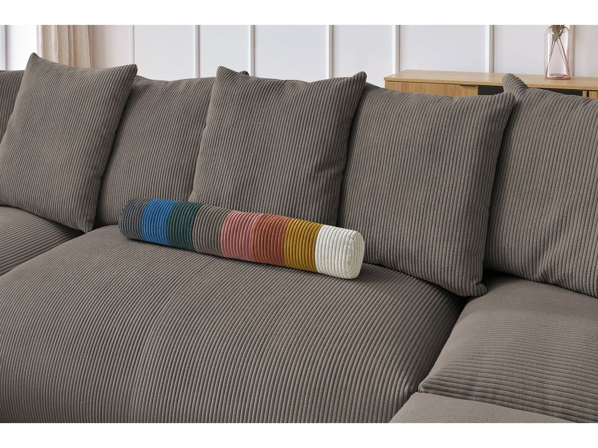 Canapé panoramique fixe modulable VOLTAIRE avec 1 méridienne, 1 angle, 2 chauffeuses et 1 pouf