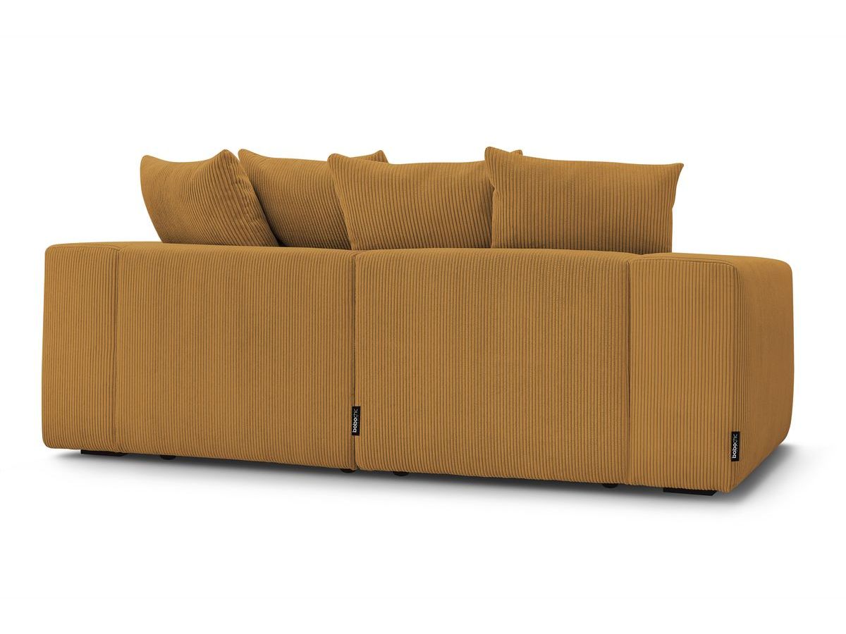 Canapé d'angle fixe EVEREST tissu chiné - Orange - Angle droit - 10 coussins