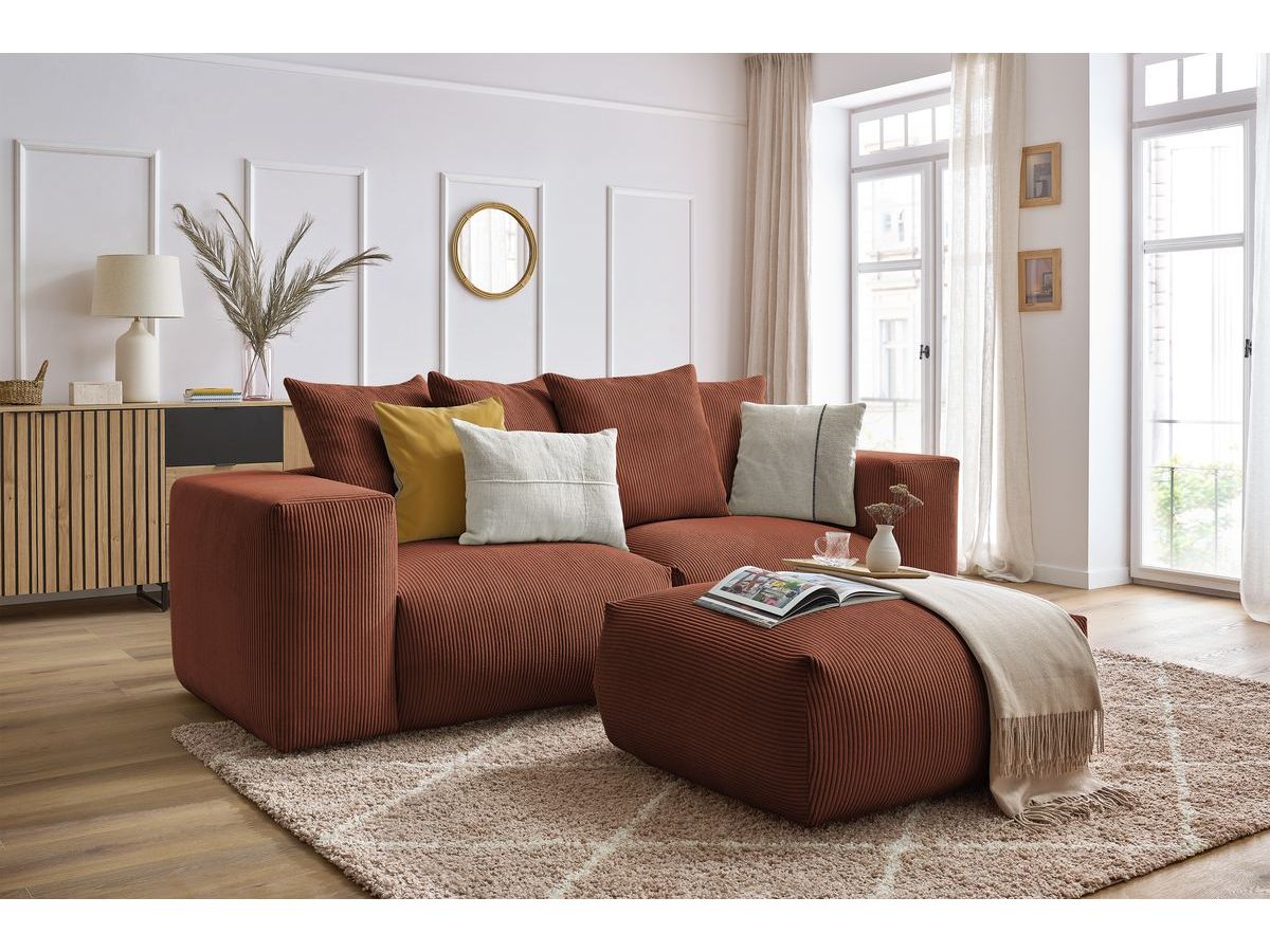 Canapé droit fixe modulable VOLTAIRE avec pouf