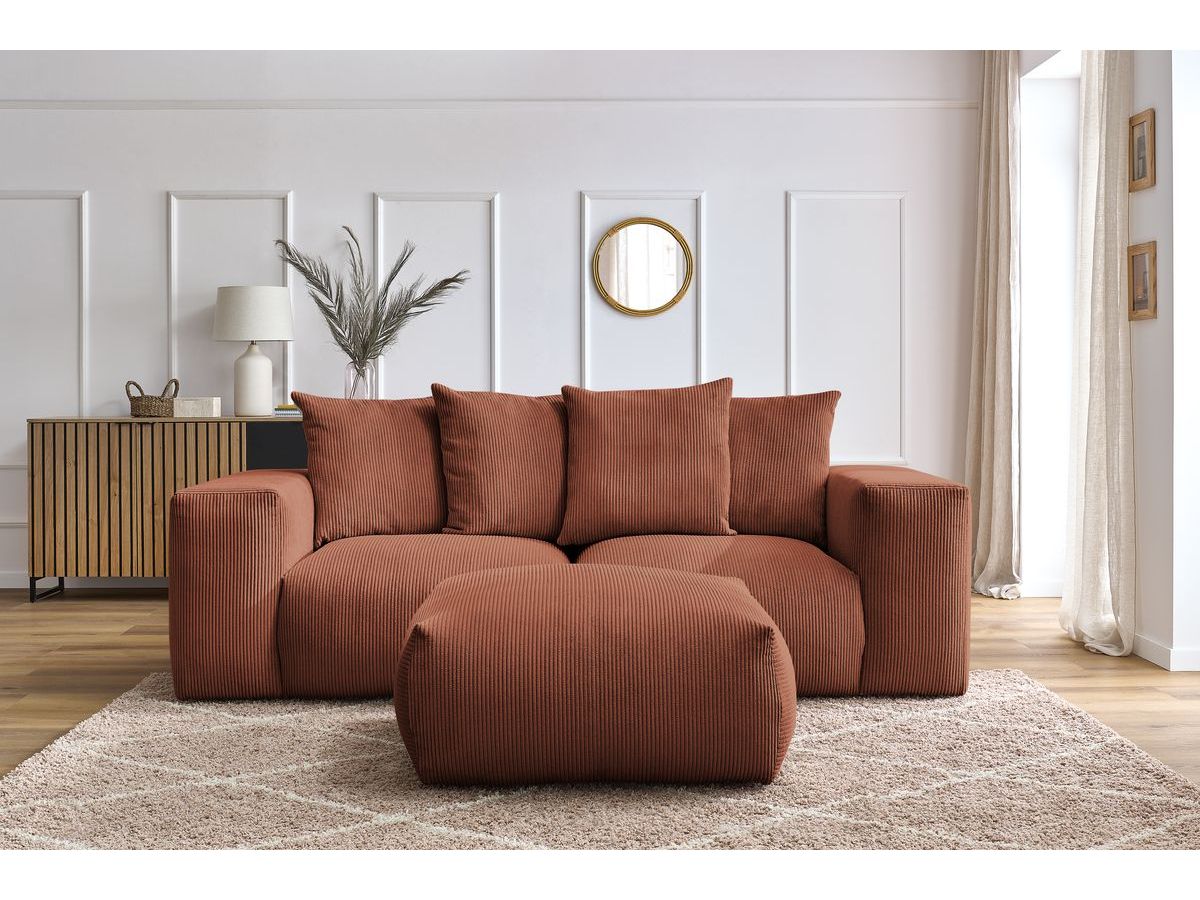 Canapé droit fixe modulable VOLTAIRE avec pouf
