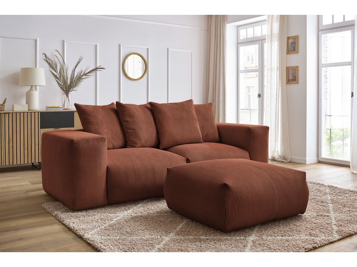 Canapé droit modulable VOLTAIRE avec pouf orange — vue 5