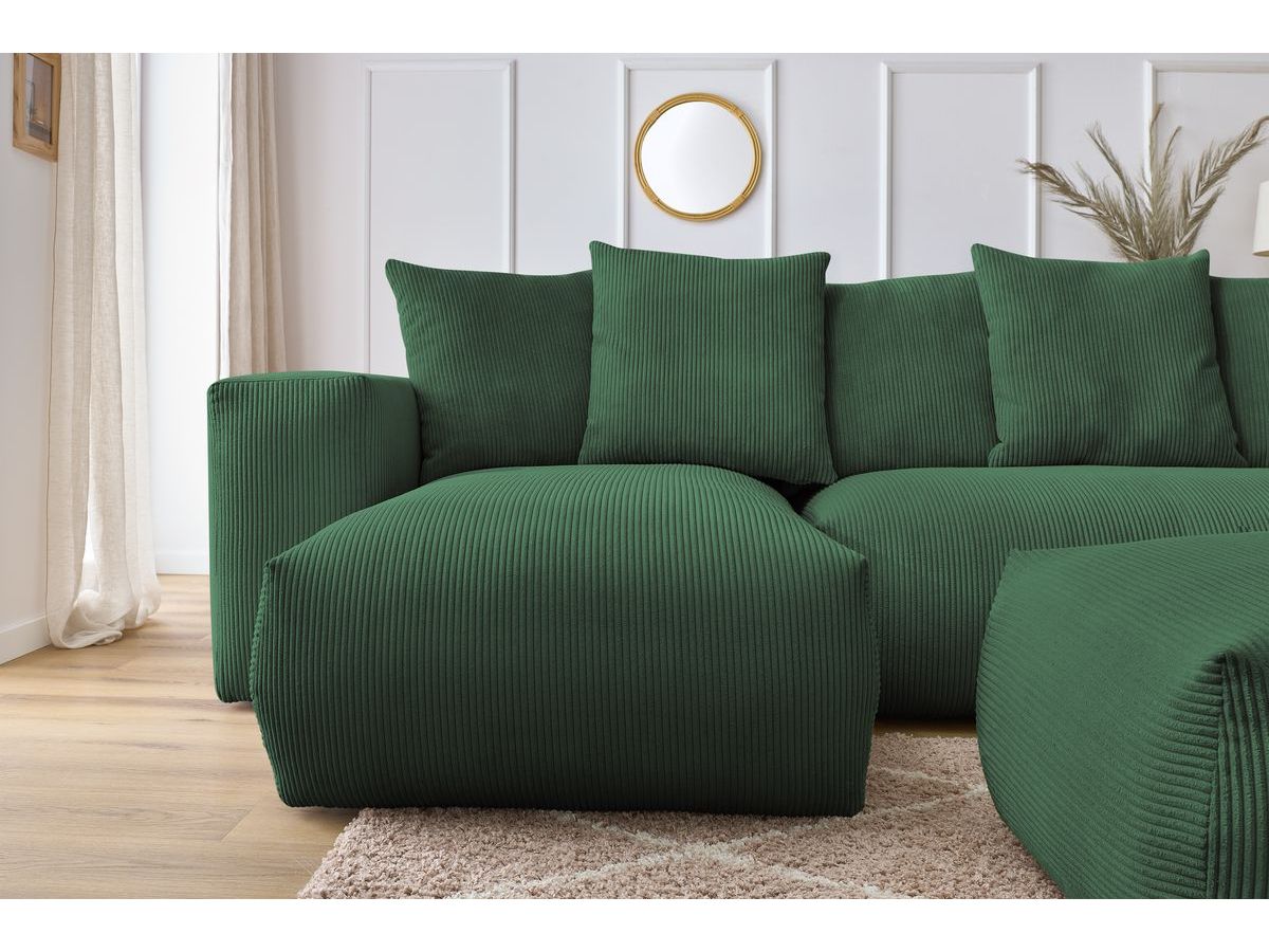 VOLTAIRE modulaire vaste panoramische bank met 1 chaise longue, 1 hoek, 2 fauteuils en 1 poef