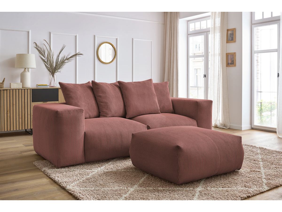 Canapé droit modulable VOLTAIRE avec pouf rose — vue 5