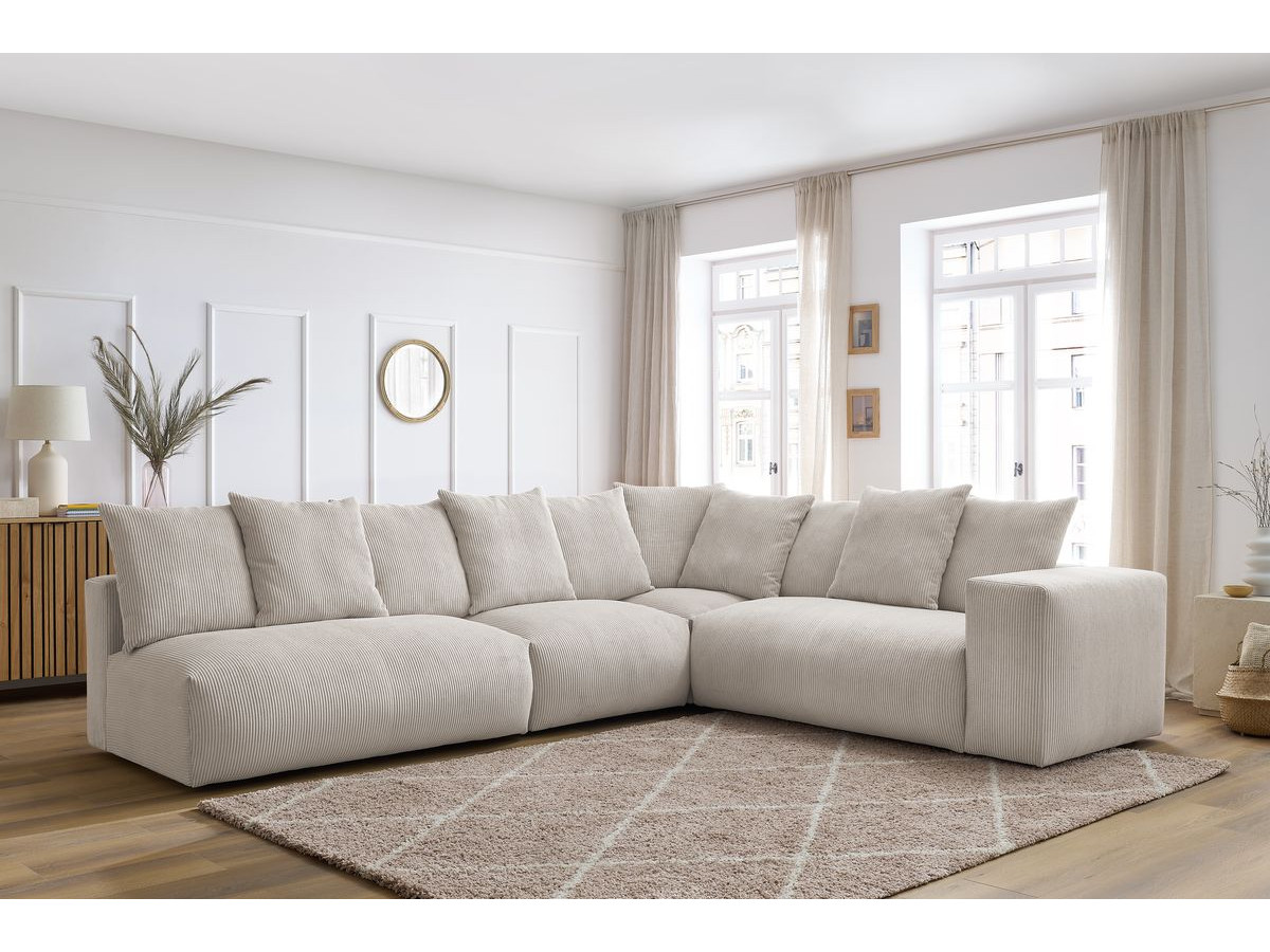 Canapé d'angle fixe modulable VOLTAIRE avec 2 chauffeuses 2 places, 1 angle et 1 chauffeuse 1 place