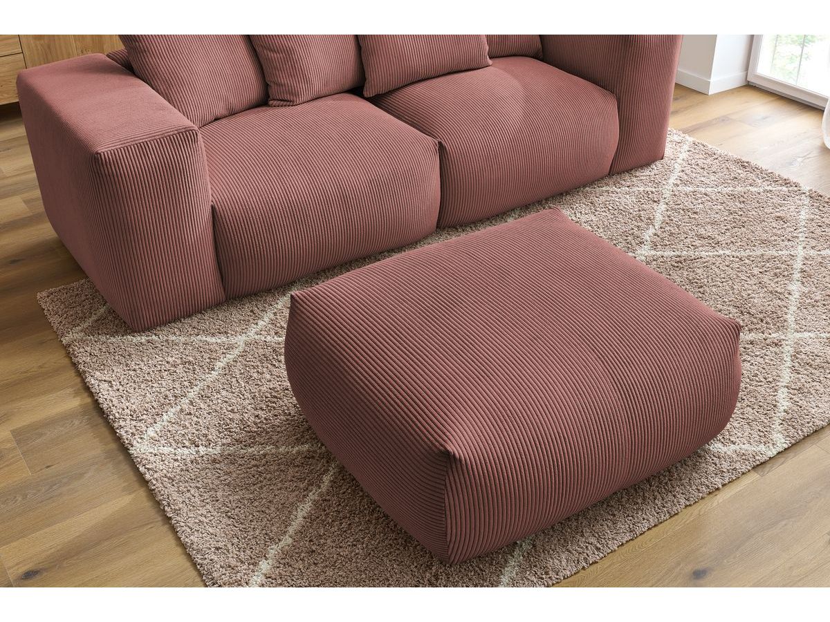 Canapé d'angle fixe EVEREST tissu chiné - Orange - Angle droit - 10 coussins