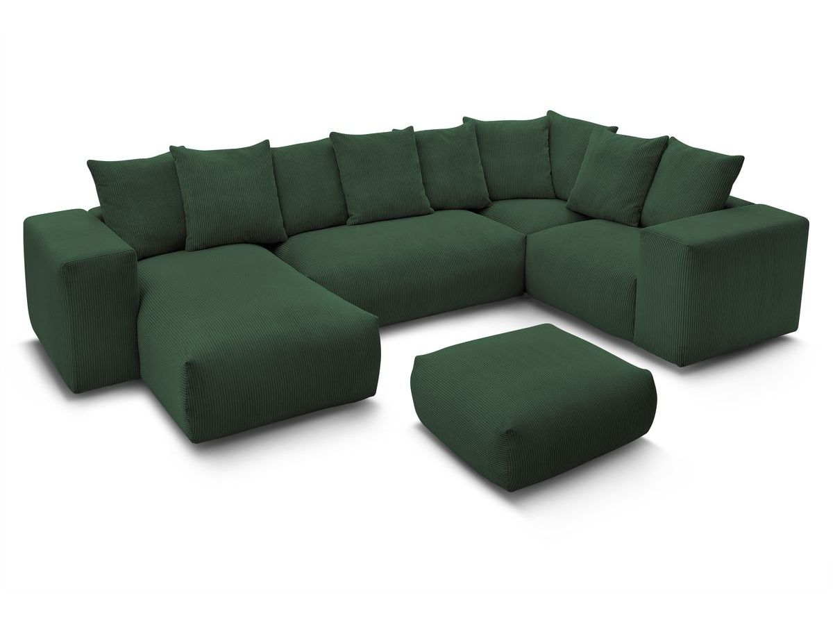 VOLTAIRE modulaire vaste panoramische bank met 1 chaise longue, 1 hoek, 2 fauteuils en 1 poef