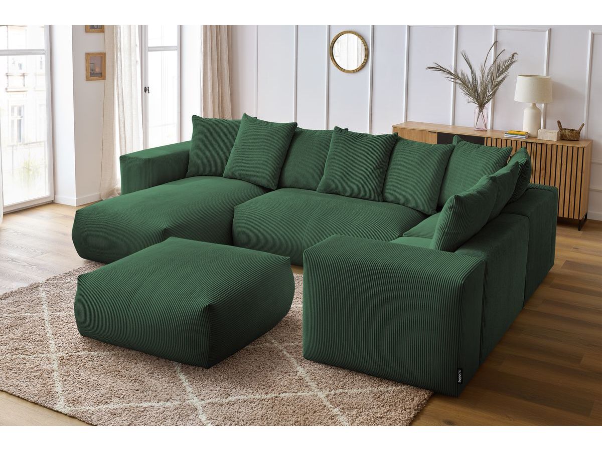 VOLTAIRE modulaire vaste panoramische bank met 1 chaise longue, 1 hoek, 2 fauteuils en 1 poef