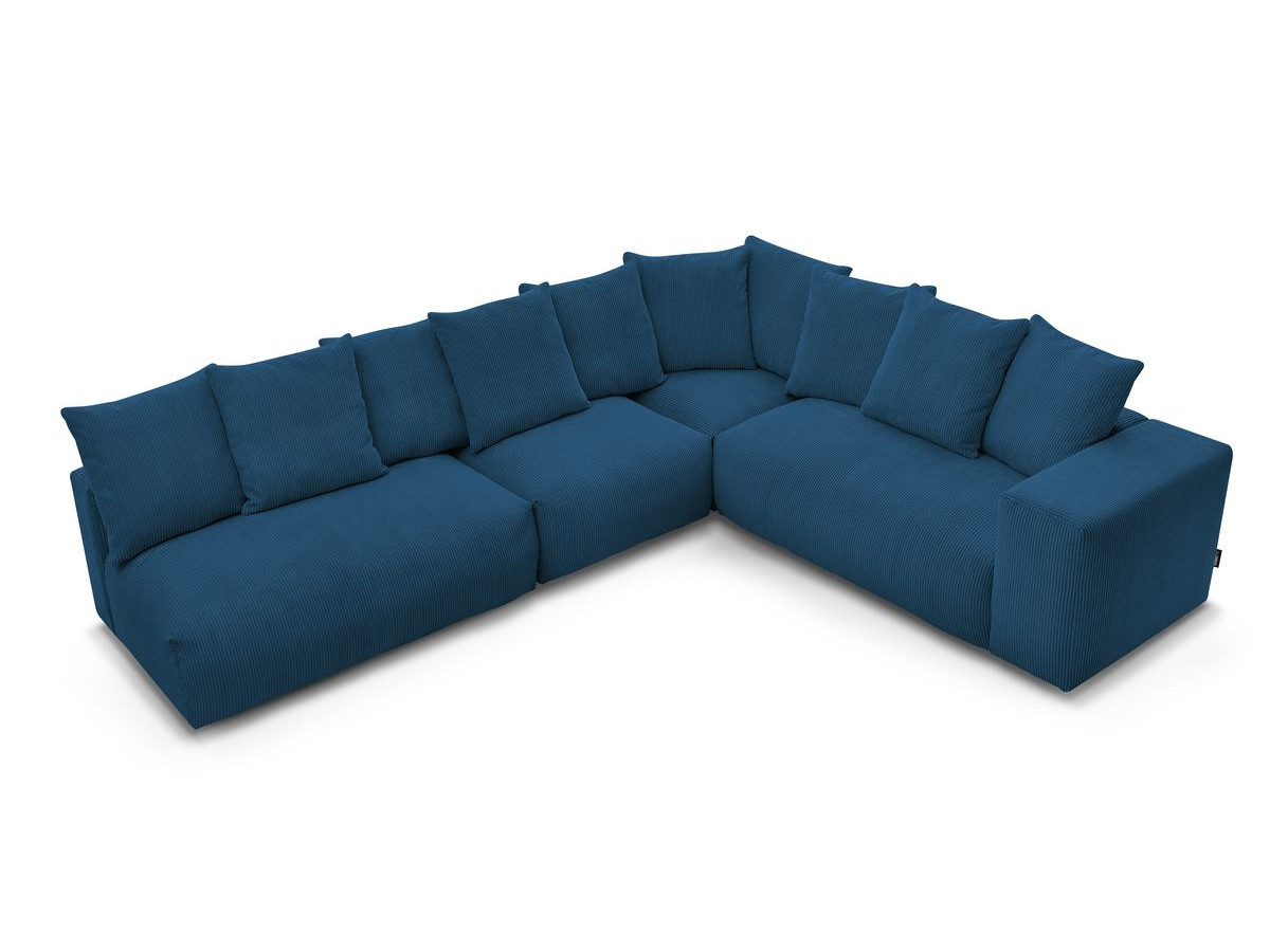 Canapé d'angle fixe EVEREST tissu chiné - Orange - Angle droit - 10 coussins
