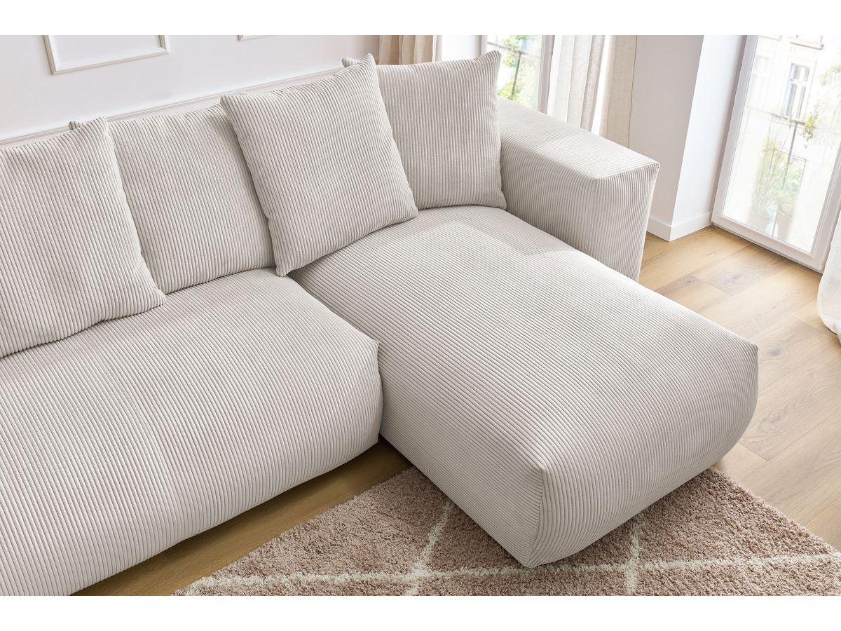 Canapé panoramique fixe modulable VOLTAIRE avec 1 méridienne, 1 angle, 2 chauffeuses et 1 pouf