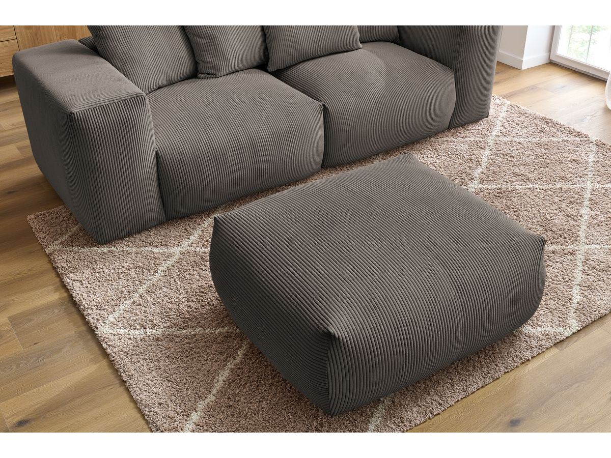 Canapé d'angle fixe EVEREST tissu chiné - Orange - Angle droit - 10 coussins
