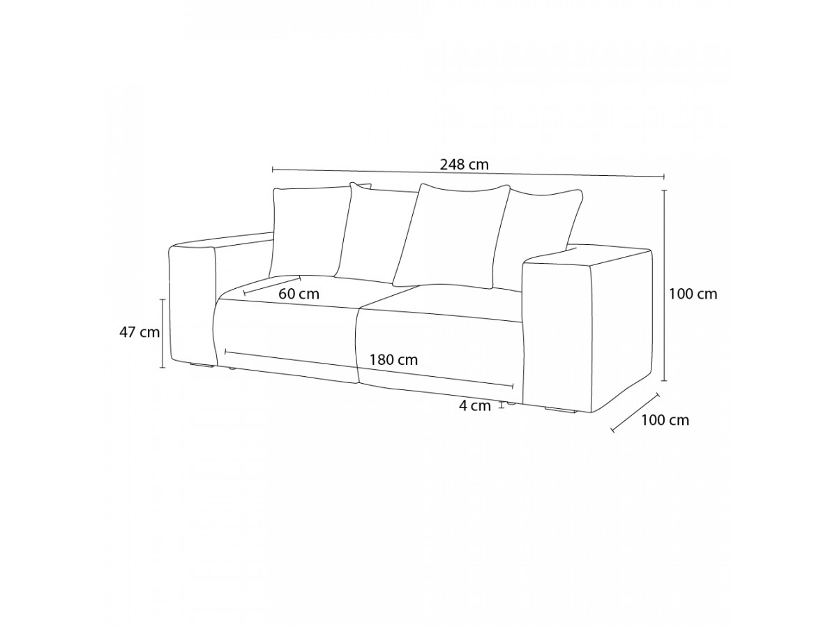 VOLTAIRE modulaire vaste rechte bank