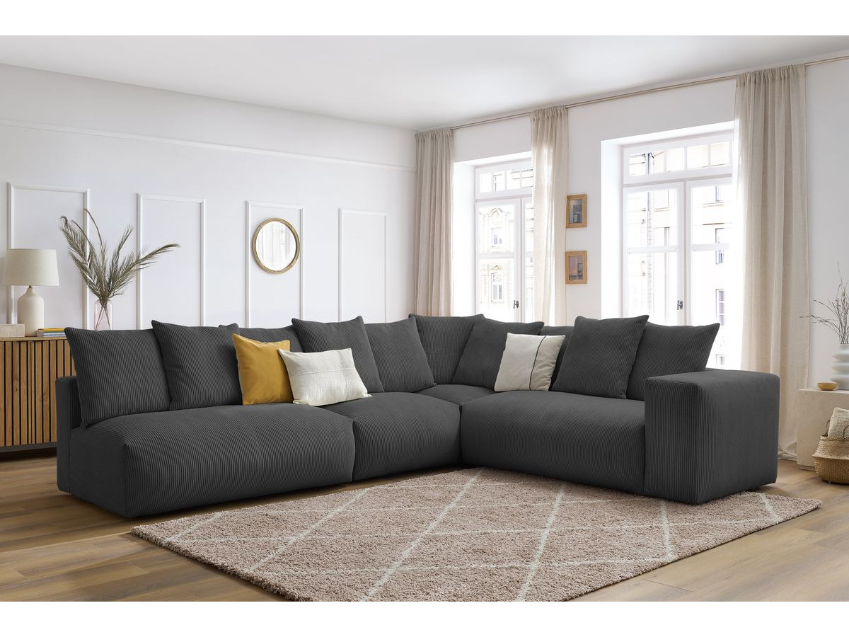 Canapé d'angle fixe modulable VOLTAIRE avec 2 chauffeuses 2 places, 1 angle et 1 chauffeuse 1 place