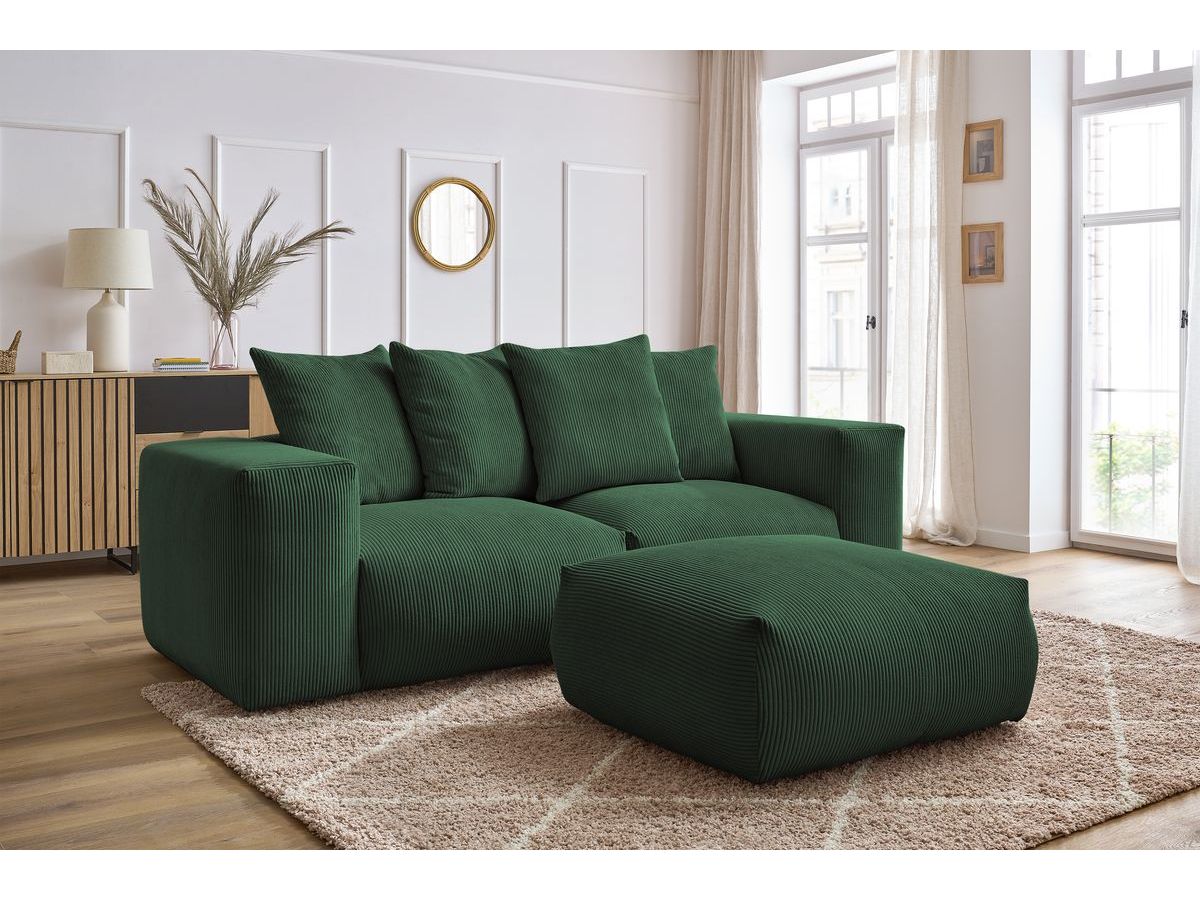 Canapé droit modulable VOLTAIRE avec pouf vert — vue 5