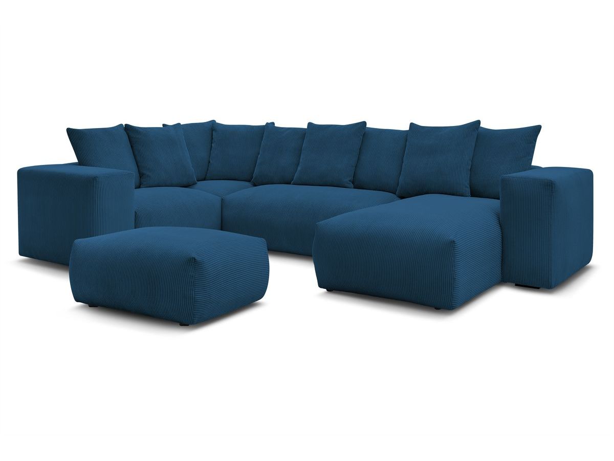 Canapé panoramique fixe modulable VOLTAIRE avec 1 méridienne, 1 angle, 2 chauffeuses et 1 pouf