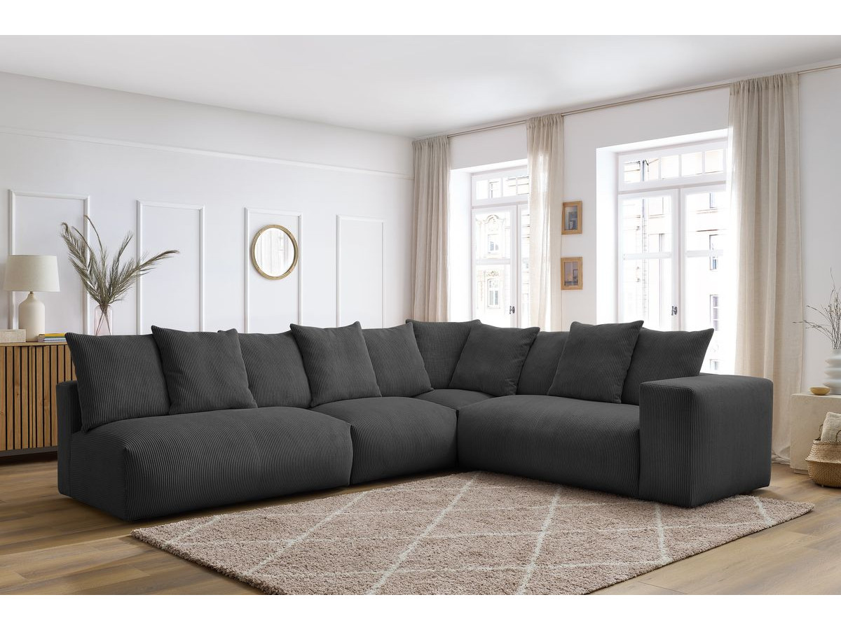 Canapé d'angle fixe modulable VOLTAIRE avec 2 chauffeuses 2 places, 1 angle et 1 chauffeuse 1 place