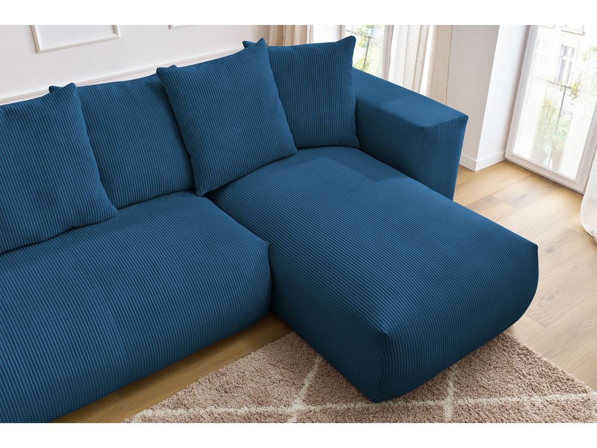 Canapé panoramique fixe modulable VOLTAIRE avec 1 méridienne, 1 angle, 2 chauffeuses et 1 pouf