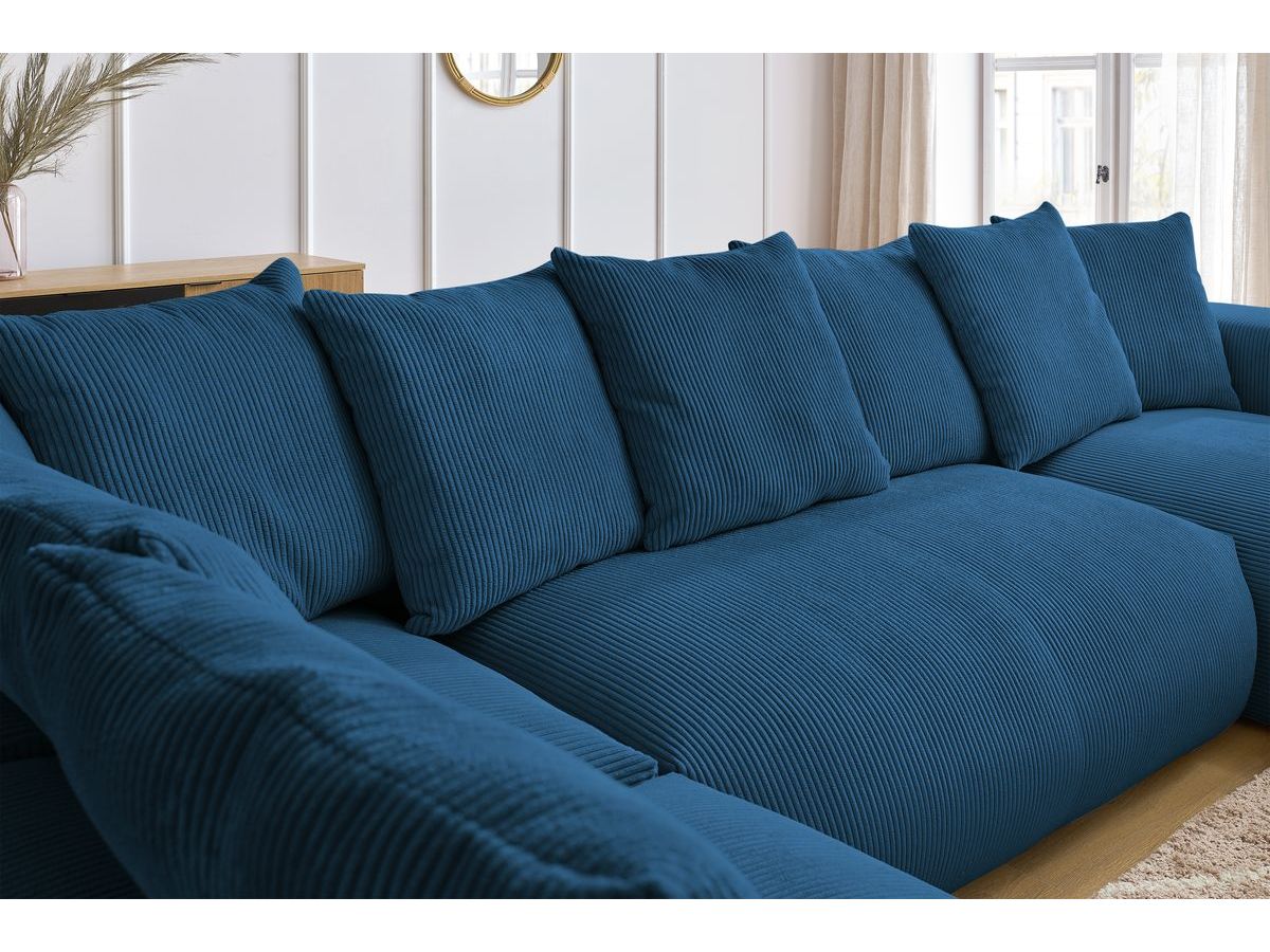 Canapé panoramique fixe modulable VOLTAIRE avec 1 méridienne, 1 angle, 2 chauffeuses et 1 pouf