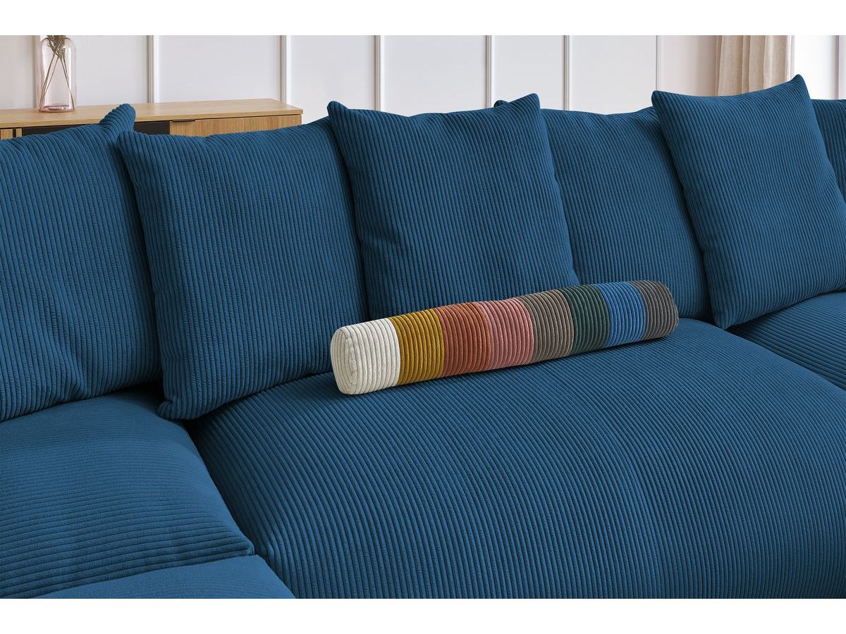 Canapé panoramique fixe modulable VOLTAIRE avec 1 méridienne, 1 angle, 2 chauffeuses et 1 pouf