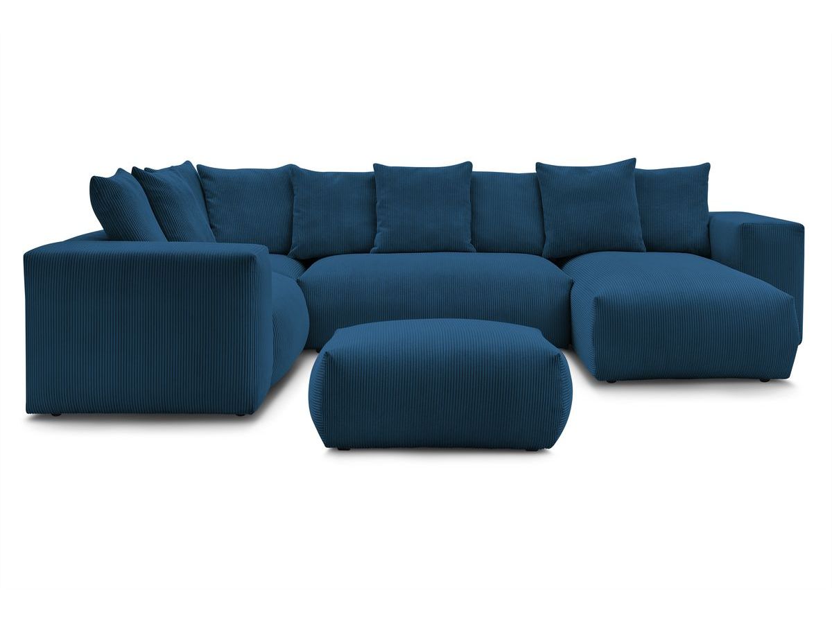 Canapé panoramique fixe modulable VOLTAIRE avec 1 méridienne, 1 angle, 2 chauffeuses et 1 pouf