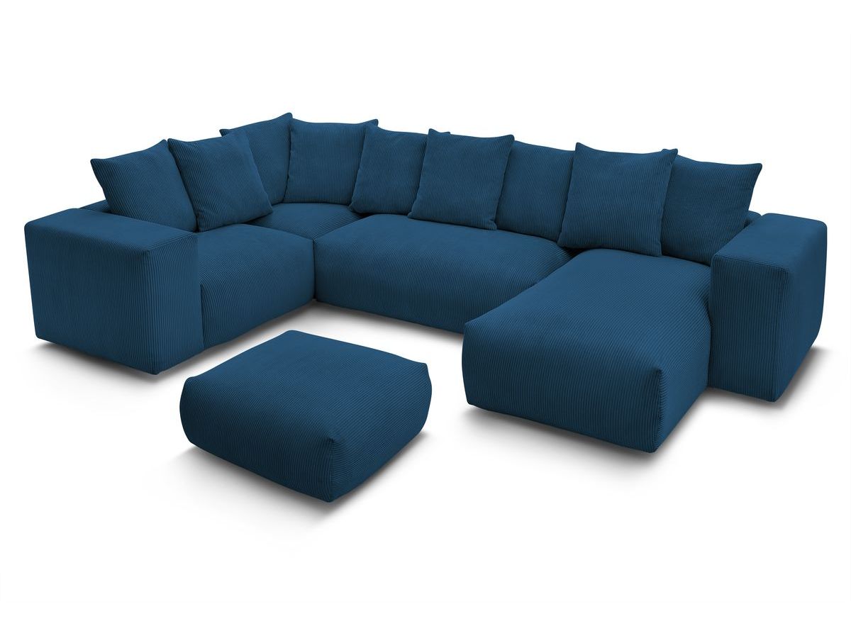 Canapé panoramique fixe modulable VOLTAIRE avec 1 méridienne, 1 angle, 2 chauffeuses et 1 pouf