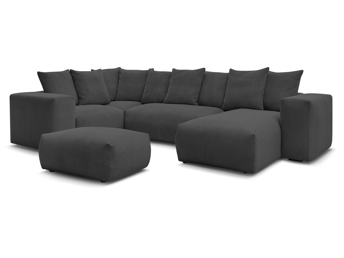 Canapé panoramique fixe modulable VOLTAIRE avec 1 méridienne, 1 angle, 2 chauffeuses et 1 pouf