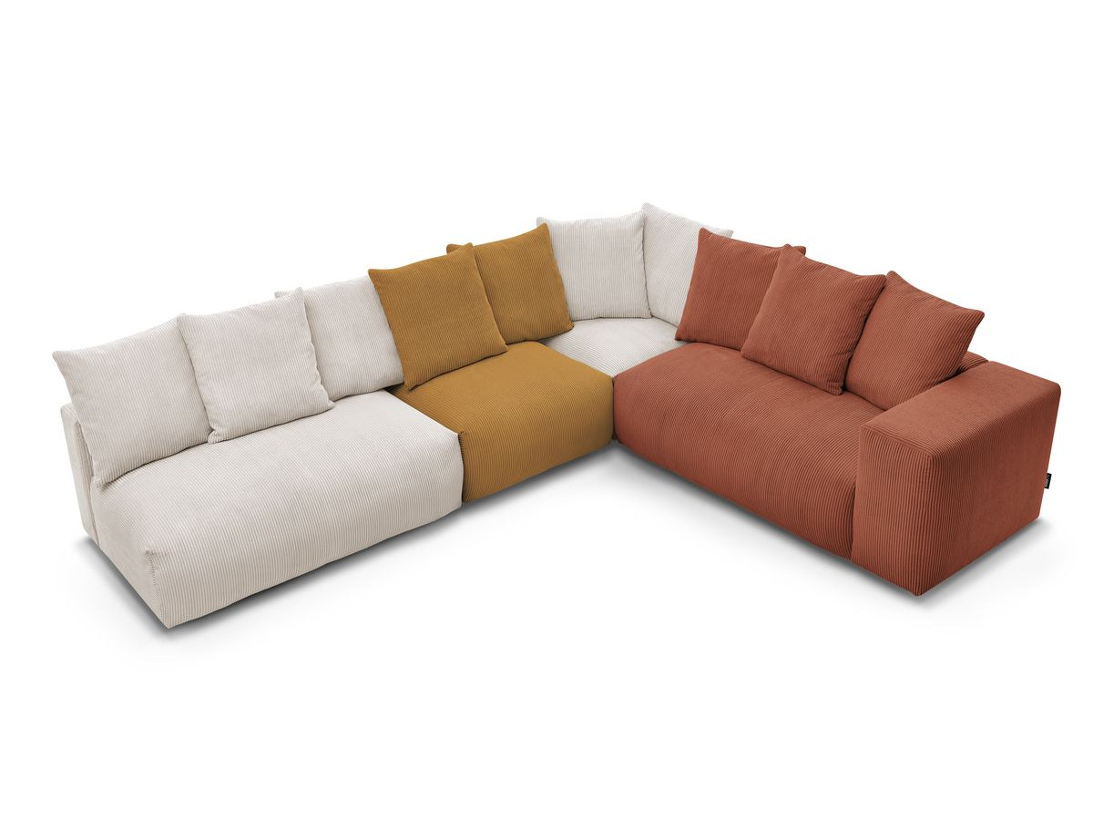 Canapé d'angle fixe modulable VOLTAIRE avec 2 chauffeuses 2 places, 1 angle et 1 chauffeuse 1 place