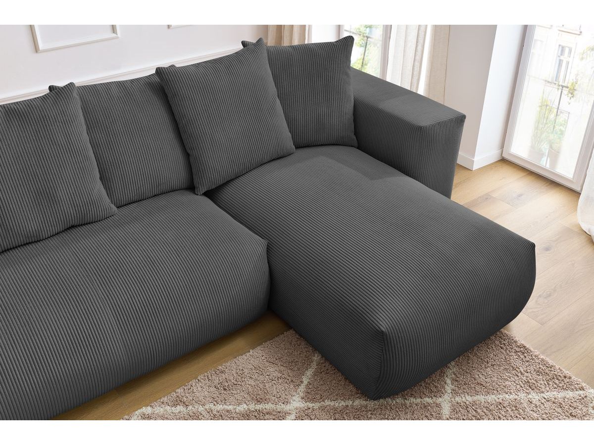 Canapé panoramique fixe modulable VOLTAIRE avec 1 méridienne, 1 angle, 2 chauffeuses et 1 pouf