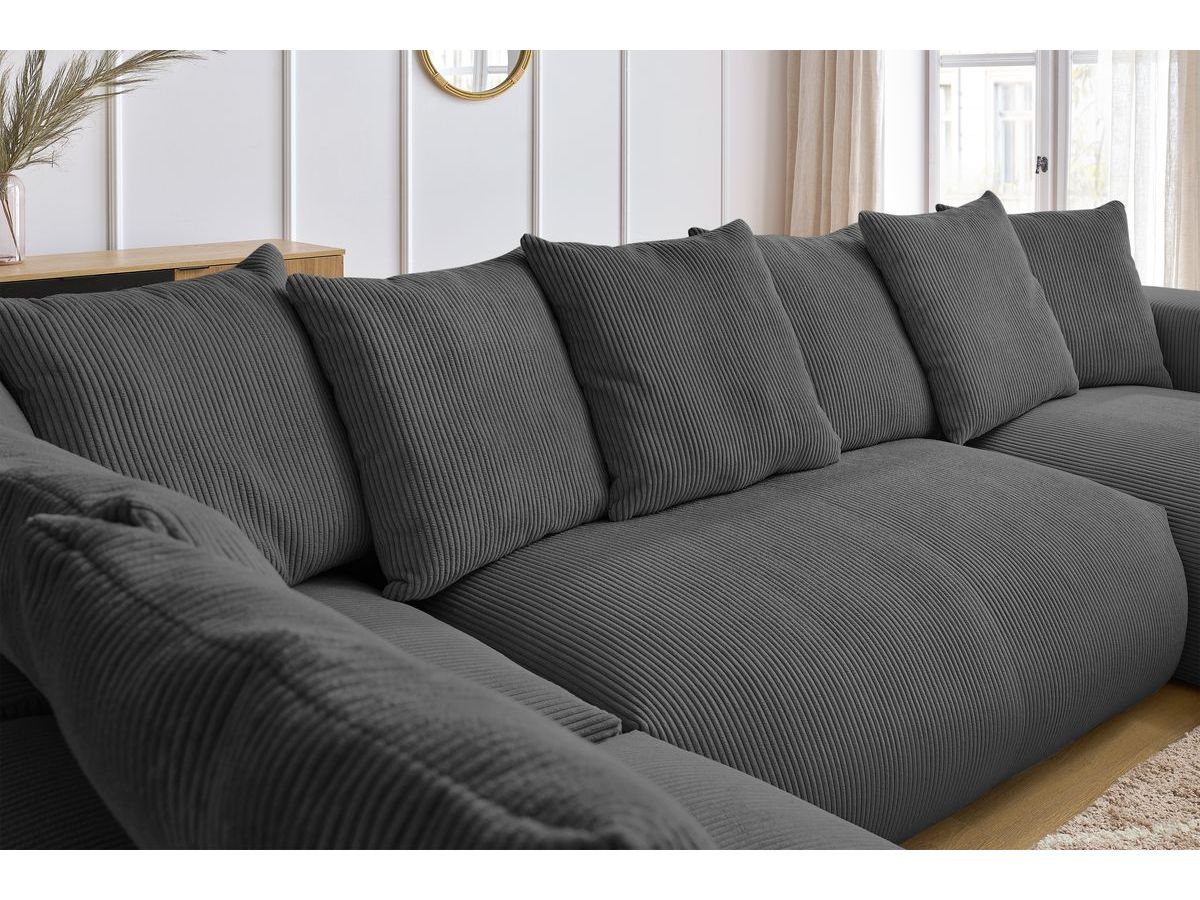 Canapé panoramique fixe modulable VOLTAIRE avec 1 méridienne, 1 angle, 2 chauffeuses et 1 pouf