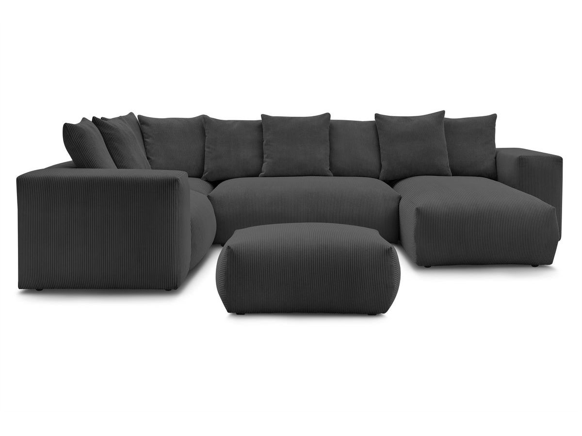 Canapé panoramique fixe modulable VOLTAIRE avec 1 méridienne, 1 angle, 2 chauffeuses et 1 pouf