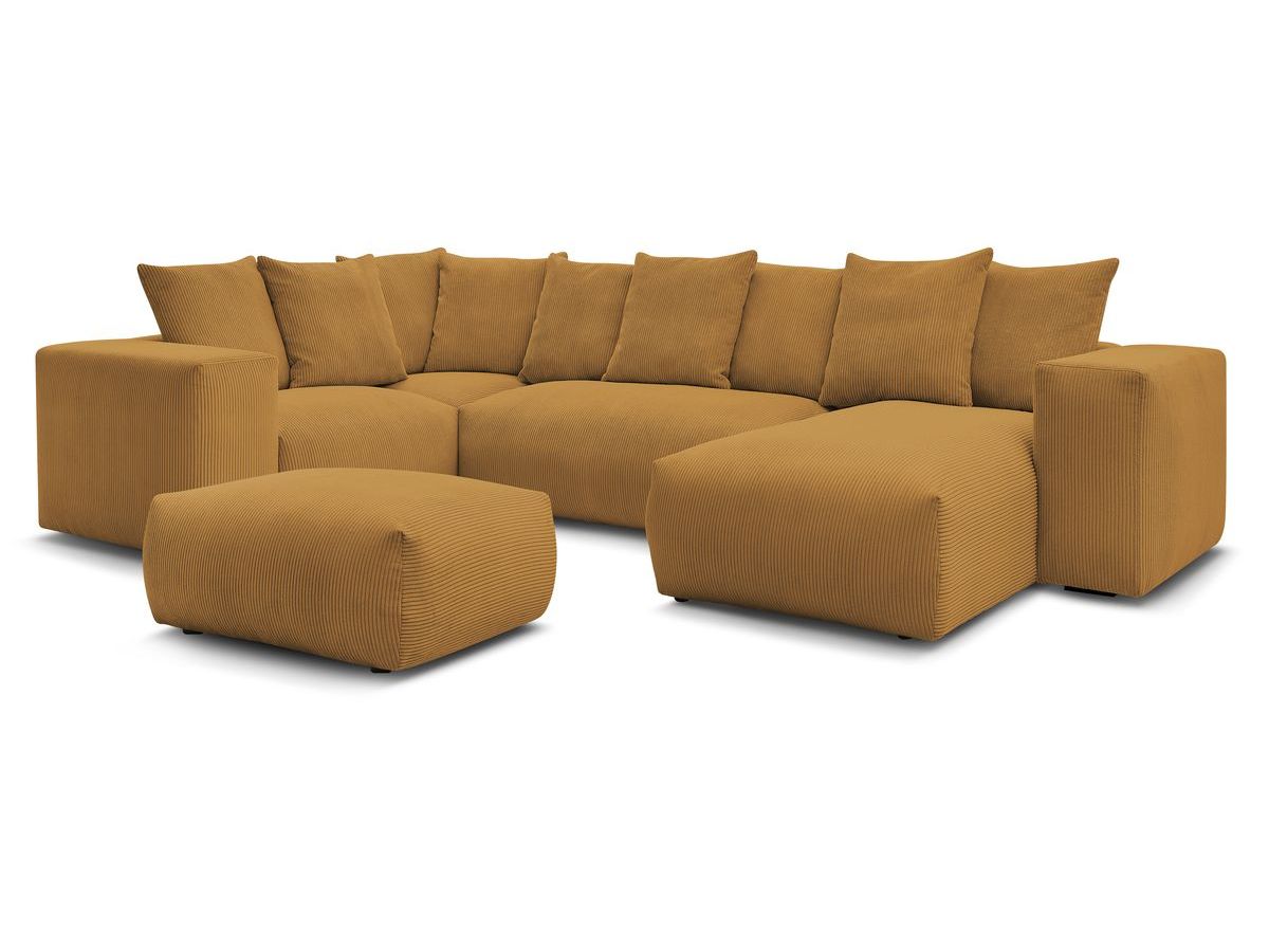 Canapé panoramique fixe modulable VOLTAIRE avec 1 méridienne, 1 angle, 2 chauffeuses et 1 pouf