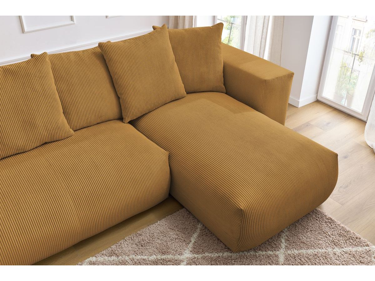 Canapé panoramique fixe modulable VOLTAIRE avec 1 méridienne, 1 angle, 2 chauffeuses et 1 pouf