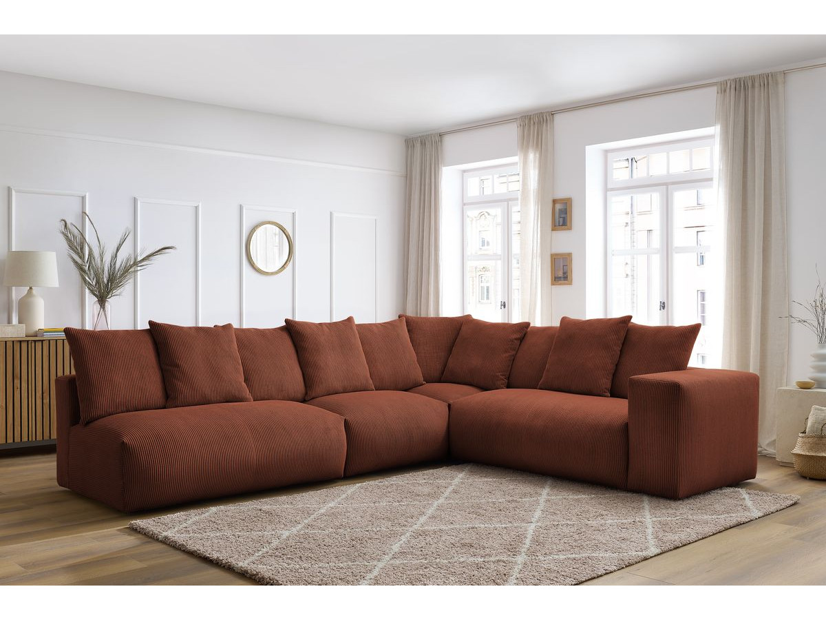 Canapé d'angle fixe modulable VOLTAIRE avec 2 chauffeuses 2 places, 1 angle et 1 chauffeuse 1 place