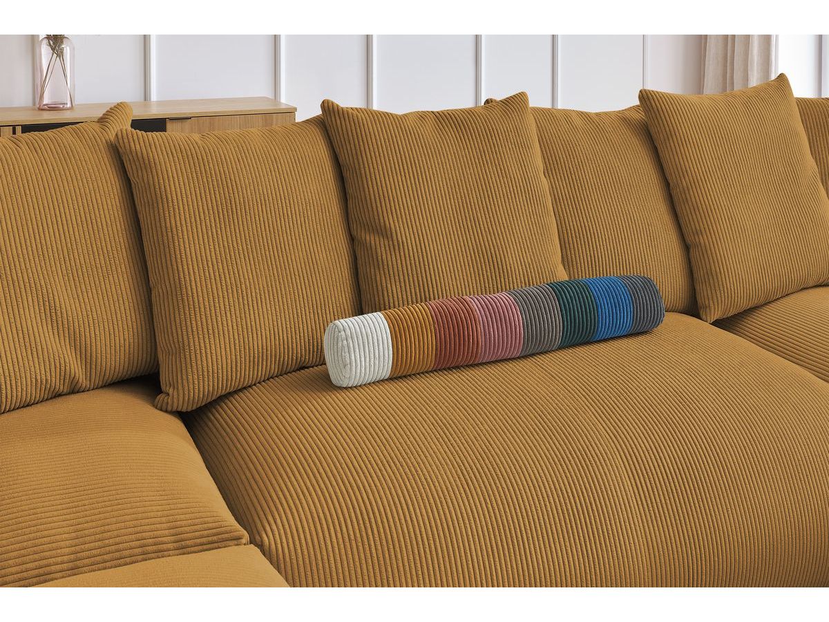 Canapé panoramique fixe modulable VOLTAIRE avec 1 méridienne, 1 angle, 2 chauffeuses et 1 pouf