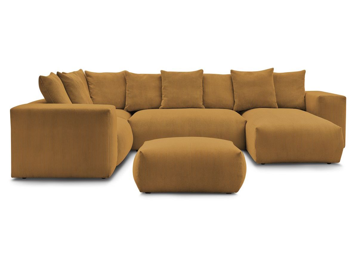 Canapé panoramique fixe modulable VOLTAIRE avec 1 méridienne, 1 angle, 2 chauffeuses et 1 pouf