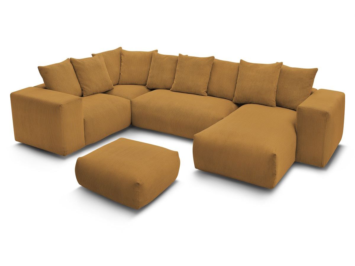 Canapé panoramique fixe modulable VOLTAIRE avec 1 méridienne, 1 angle, 2 chauffeuses et 1 pouf