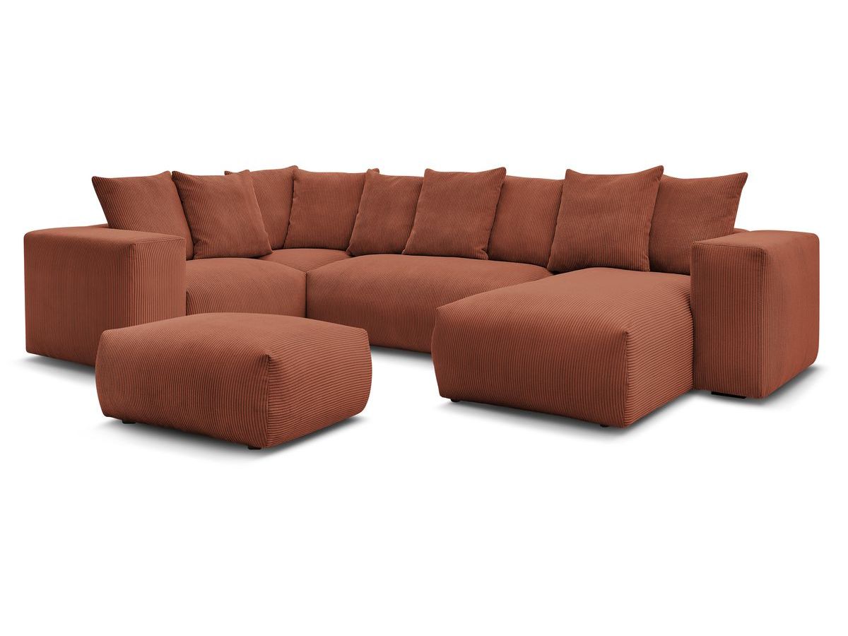 Canapé panoramique fixe modulable VOLTAIRE avec 1 méridienne, 1 angle, 2 chauffeuses et 1 pouf