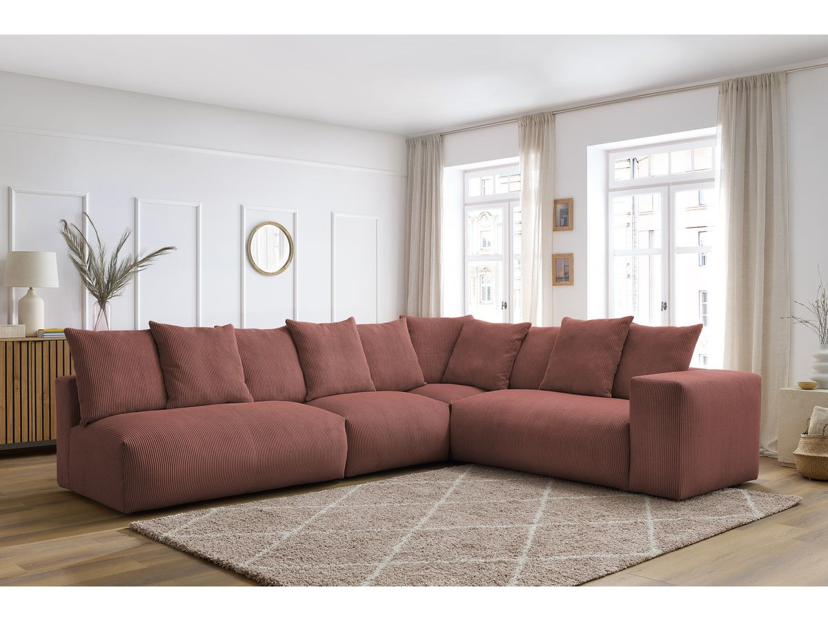 Canapé d'angle fixe modulable VOLTAIRE avec 2 chauffeuses 2 places, 1 angle et 1 chauffeuse 1 place