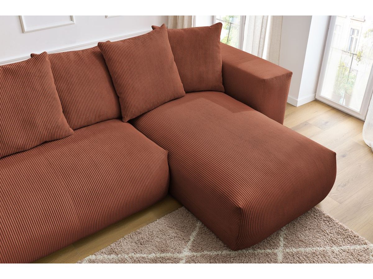 Canapé panoramique fixe modulable VOLTAIRE avec 1 méridienne, 1 angle, 2 chauffeuses et 1 pouf