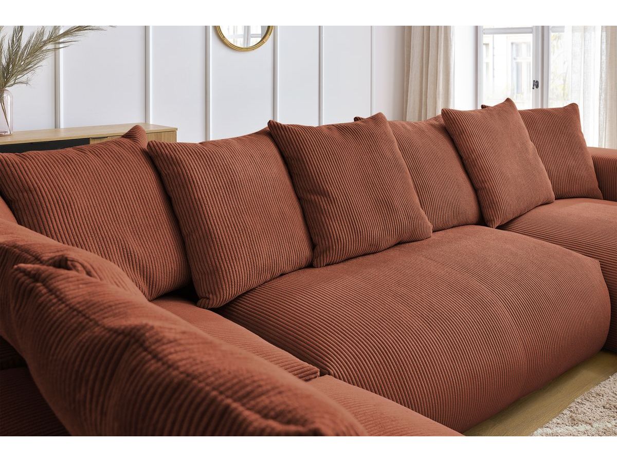 Canapé panoramique fixe modulable VOLTAIRE avec 1 méridienne, 1 angle, 2 chauffeuses et 1 pouf