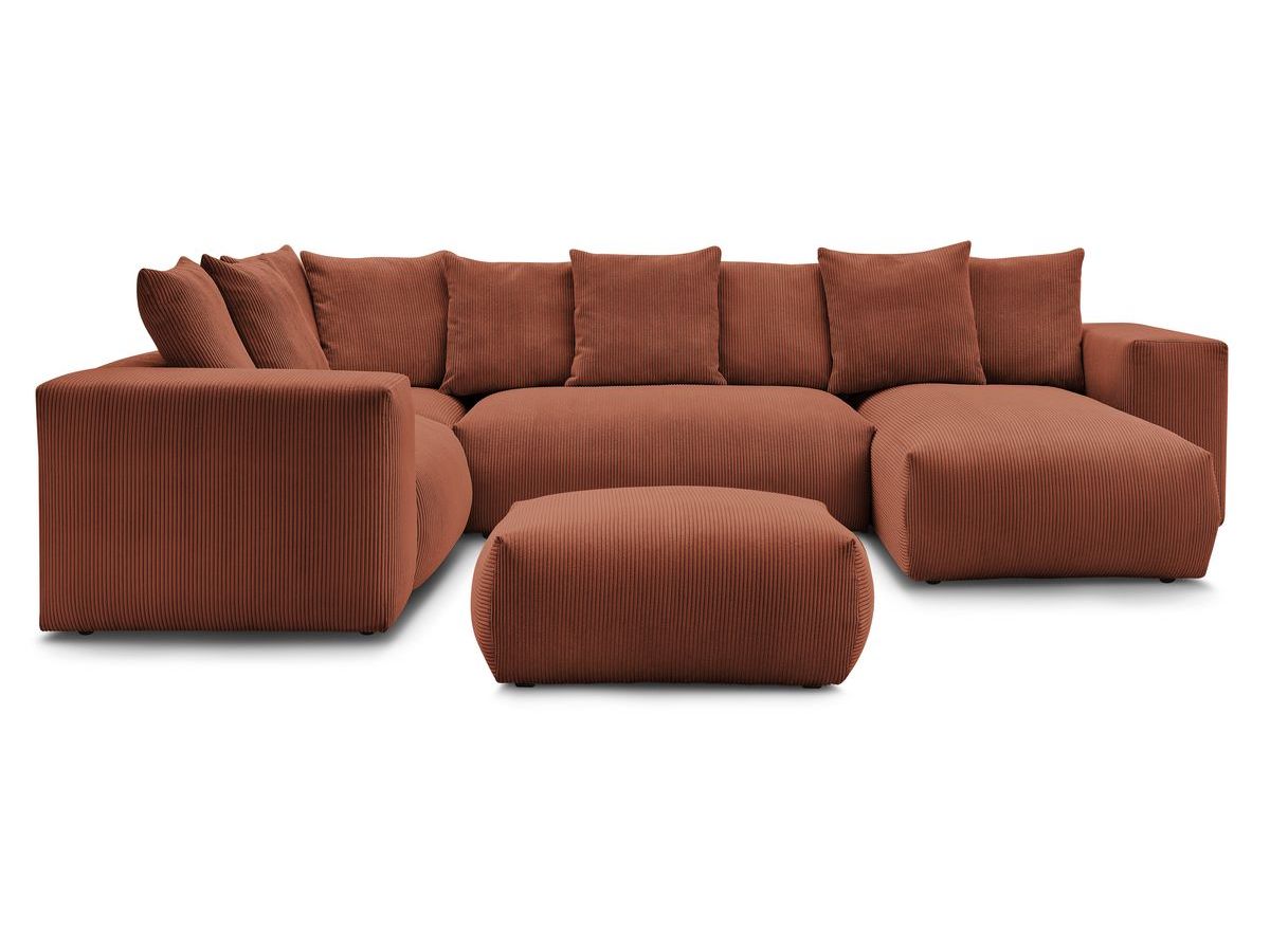 Canapé panoramique fixe modulable VOLTAIRE avec 1 méridienne, 1 angle, 2 chauffeuses et 1 pouf