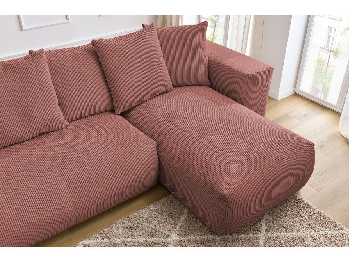 Canapé panoramique fixe modulable VOLTAIRE avec 1 méridienne, 1 angle, 2 chauffeuses et 1 pouf