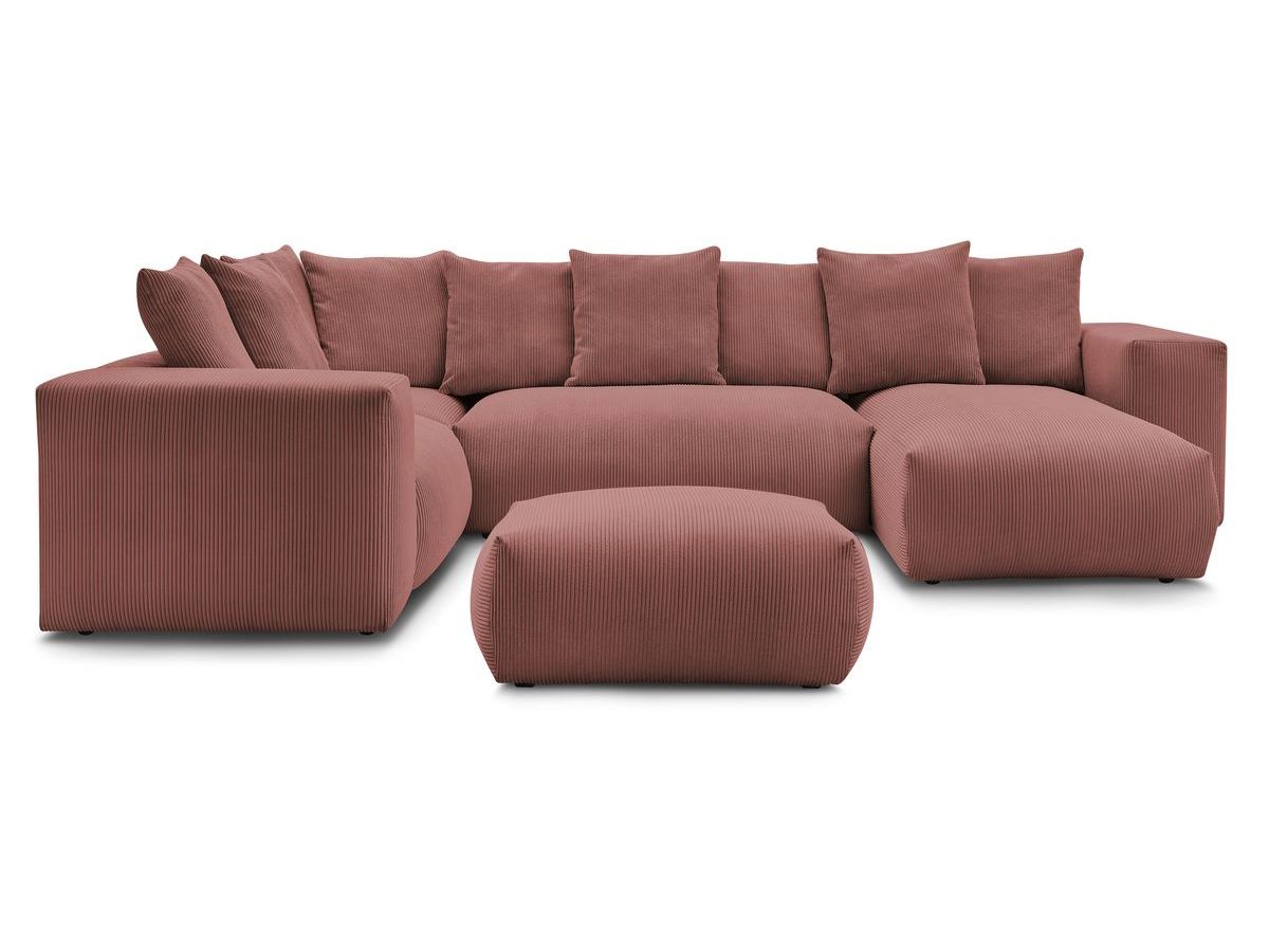 Canapé panoramique fixe modulable VOLTAIRE avec 1 méridienne, 1 angle, 2 chauffeuses et 1 pouf