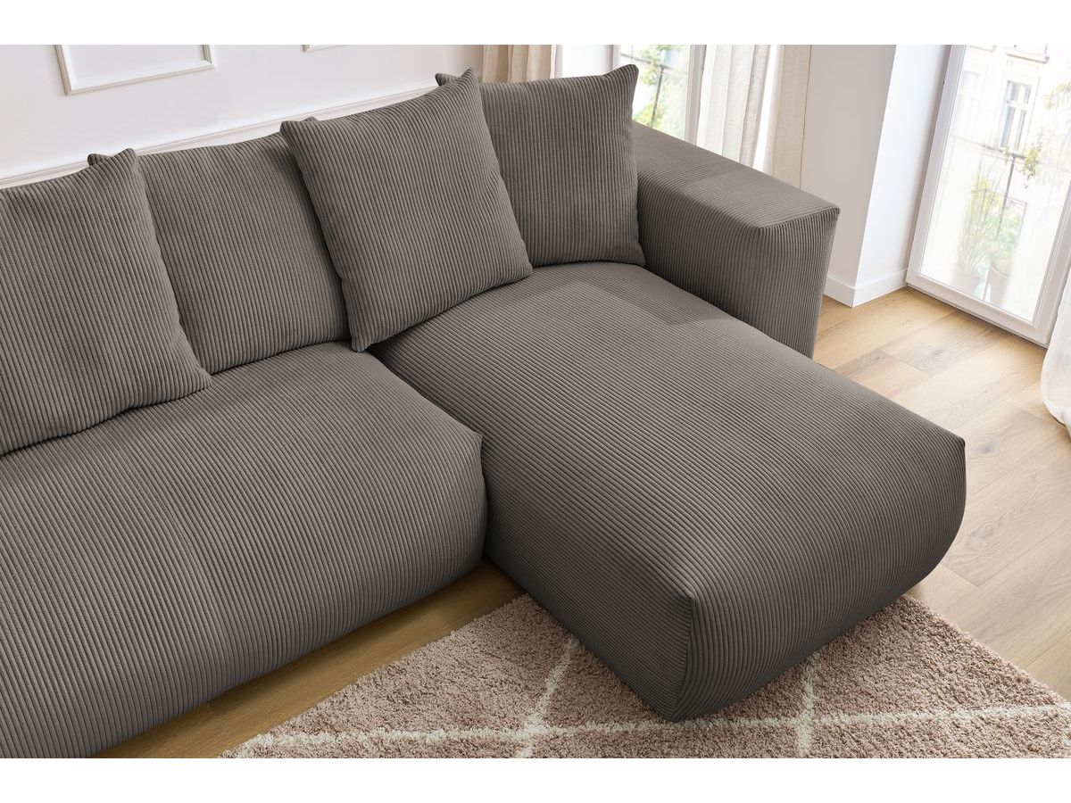 Canapé panoramique fixe modulable VOLTAIRE avec 1 méridienne, 1 angle, 2 chauffeuses et 1 pouf